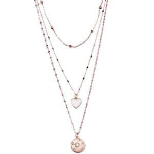 Park Lane GALAXY Necklace 3 in 1 Enamel Heart Starburst Crystals Rose Gold NWT